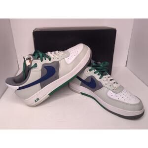 Nike Air Force 1 ’07 LV8 Light Silver Deep Royal Blue Green Size 10.5